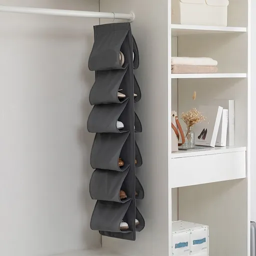 Hanging Shoe Organizer for Closet with 12 Large Pockets - Over the Door Shoe Rack Rotating Hook Storage for Men's Shoes Clothes Accessories - Polyester Travel Shoe Bag Organizer for Home