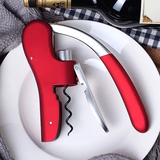 Wine Bottle Opener, Vertical Lever Corkscrew with Built in Foil Cutter Design, Manual Handheld Corkscrew with Ergonomic