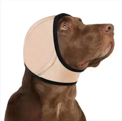 Dog Ear Cover Noise Protection Adjustable Grooming Hood Comfortable Pet Accessory - Skin Color L