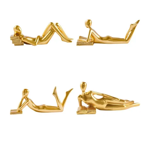 Gold Home Decor Thinker Reading Women Statue for Living Room, Modern Shelf Decor Accent Decorations, Resin Collectible Figurines Display for Office Bedroom Table Desk,Gold