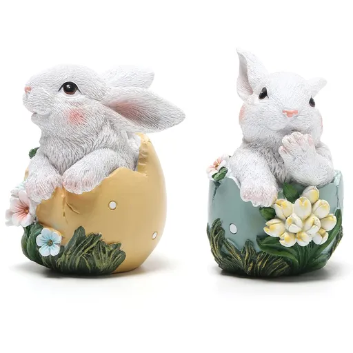 Hodao Easter Bunny Decorations Spring Home Decor Bunny Figurines(Resurrection Protein Rabbit 2pcs)Easter Decorations