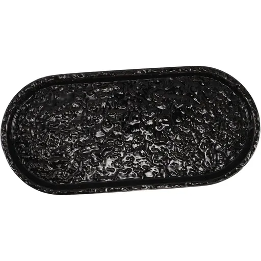 oval black ceramic tray for bathroom vanity, solid stone perfume dispenser and decorative kitchen countertop tray