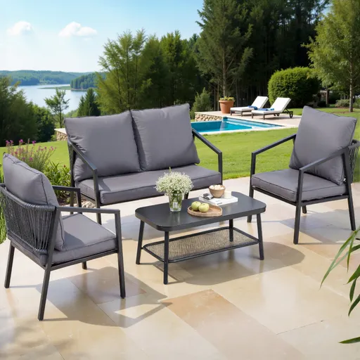Gardeon 4 Seater Outdoor Sofa Set 4PCS Table Chair Setting Patio Furniture