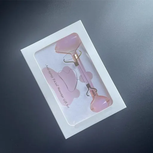 2-piece Pink Natural Gua Sha Facial Tool - Hand-Polished Stone Massage Board for Face and Neck, Cooling Skincare Ritual, Easy Daily Use, Gift Ready