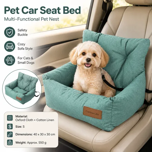 Blue S Size 40x30cm Car pet bed -Oxford Linen Removable Washable Non-Slip Sofa Bed for Small Dogs Cats Indoor Travel Use