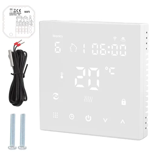 Smart Thermostat Touch Screen WiFi Digital Display 8.5cm x 8.5cm White