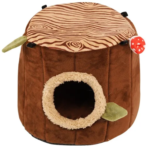 Small Pet Hideout Cozy Design 24X24X25CM Soft Washable Stump Style for Guinea Pig Hamster Hedgehog Ferret Rabbit Chinchilla