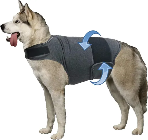Dog Jacket, Skin-Friendly Dog Calming Vest - Dog Shirt for Thunder, Fireworks and Separation - Keep Pet Calm Without Medicine & Training, Anti Anxiety Vest for Dogs XL Dark Grey