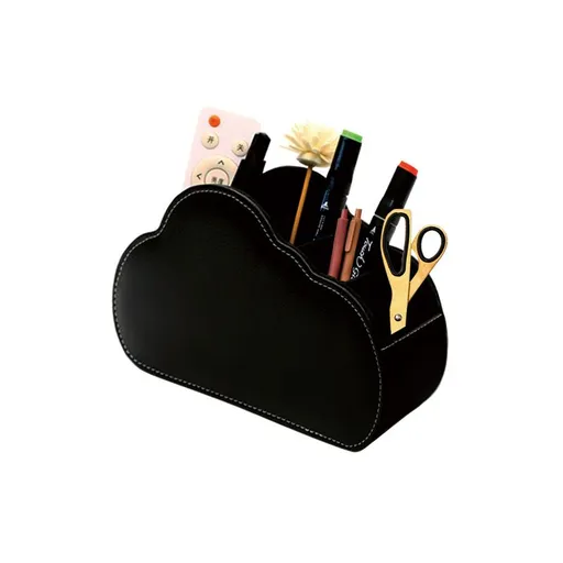 PU Leather Desk Organizer Pen Holder Pencil Box Remote Control Holder Desk Storage for Home Office Supplies Accessories