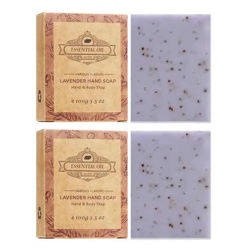 2PCS Seaweed Scrub Body Soap Bar with Granules Exfoliating Bath Cleanser Gift - Lavender-2PCS