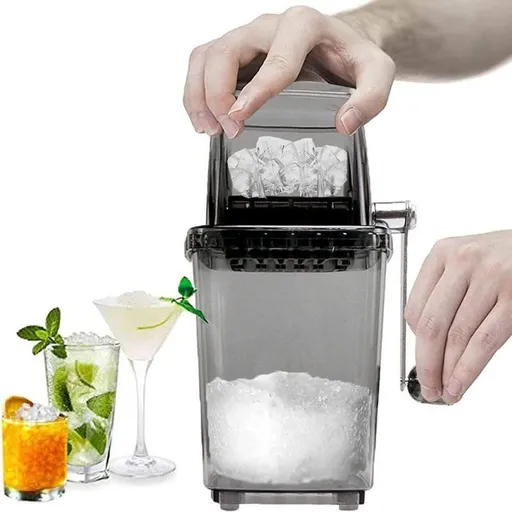 Manual Rotary Ice Crusher for tails Slush Smoothies 1.25L Chrome Plated Gray