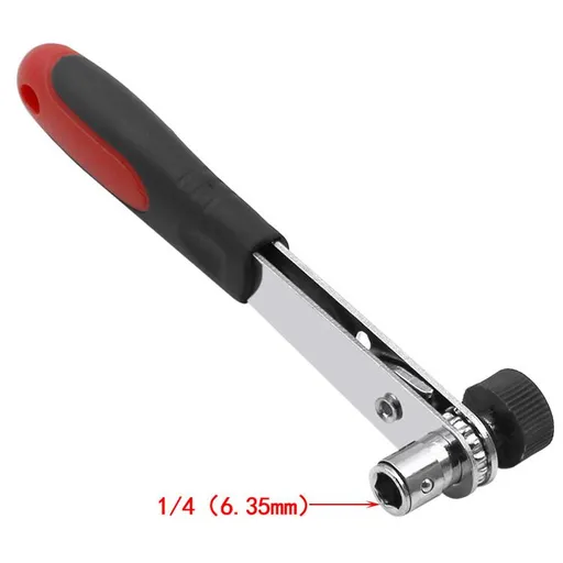Mini 1/4 Inch Ratchet Spanner Wrench Rod Snap On Pole Socket Screwdriver For Garage Hand Tools (Red)