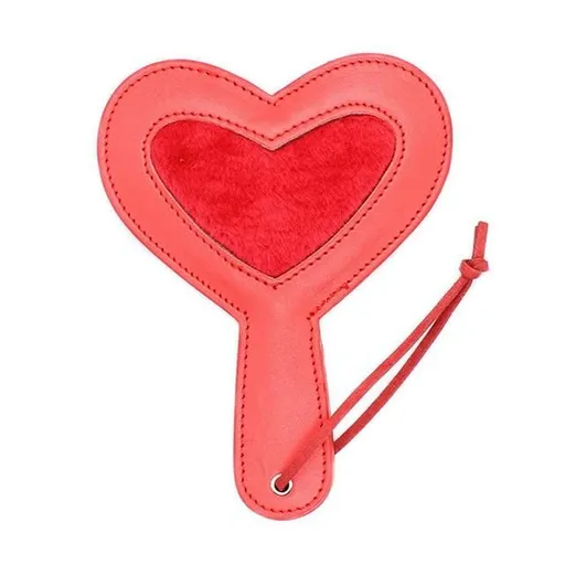 House Of Dasein Black Red Heart Leather Spanking Paddle Impact Toy Whip Play Bdsm Fetish - Red