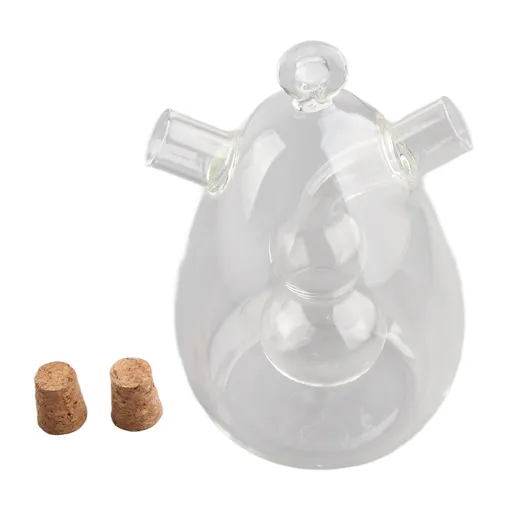 Glass Oil Control Jar Kitchen 2 in 1 Sealed Oil and Vinegar Dispenser Transparent Oil and Vinegar Bottle