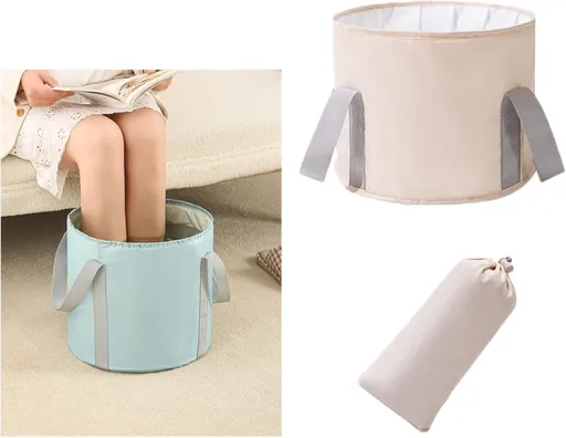 Foldable Foot Bath Tub 30x20cm, Portable Foot Spa for Home Travel Camping and Outdoor Use, Wood