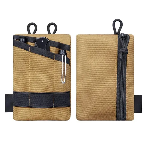 Pouch for Men, Multitool Pocket Pouch Hold Your Flashlight/Pocket Knife, Pen, Notebook Key accessory kit（khaki）
