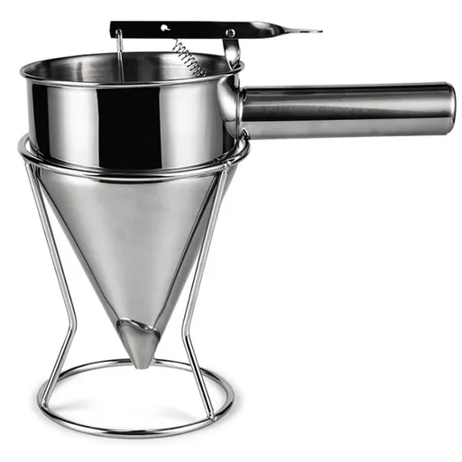 Stainless Steel Piston Funnel with Stand Kitchen Baking Funnel Batter Dispenser Sauce Cream Dosing Funnel for Home Kitchen Bakery