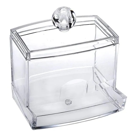 Holder Dispenser for Bathroom,Small Acrylic Clear Cotton Swab Ball Toothpick Dustproof Organizer with Lid