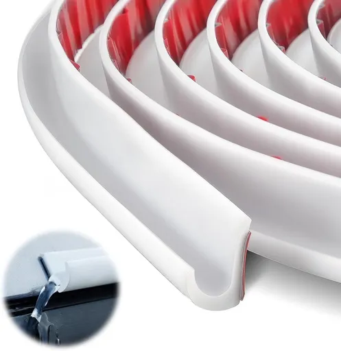 J Shape Rain Gutter, 5 m, Rain Gutter for Motorhomes, shaped, Rain Deflector, Self, Adhesive, Roof Rain Drain Strip for Truck, Boat, White