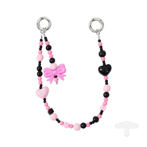 YKA-11 Trendy Double-Clasp Beaded Phone Wrist Strap - Colorful Acrylic & Metal Anti-Loss Lanyard with Spacer Gift