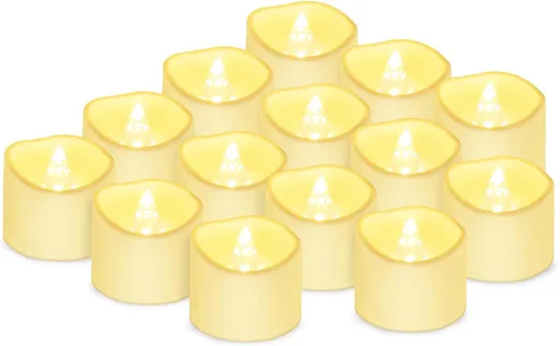 14x LED Candles - Moving Flame & Real Wax - 3D Wick - Battery Operated - For Christmas and Mood Lighting
