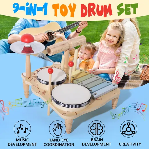 7 in 1 Children's Drum Set (for Toddlers) Baby Musical Instruments Montessori Preschool Musical Toys Children's Drum Set