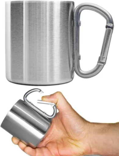 Outdoor Stainless Steel Camping Mug with Screw Cap, Silver, 300 ml