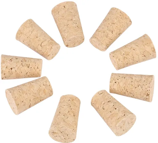 10 Piece Natural Cork Tapered Wine Bottle Stoppers Flexible Conical Design 22x18x35mm