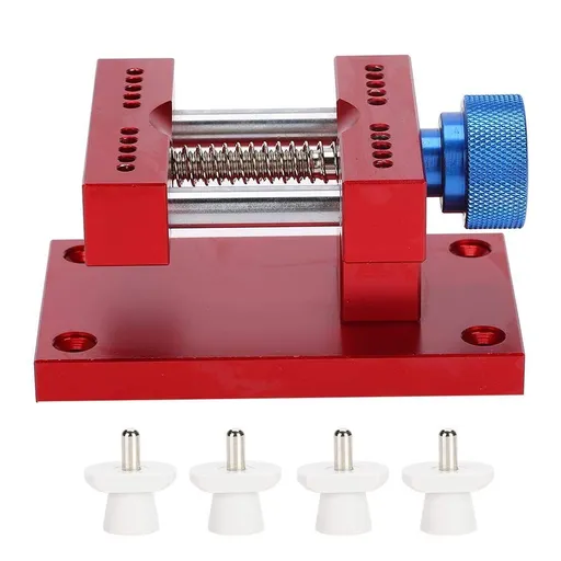 Adjustable Watch Case Holder, Metal Wristwatch Repairing Open Case Holder Watch Strap Remover Base Movement Repair Tool (Red)