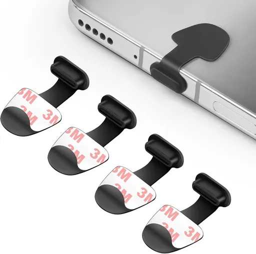 4 Piece Type C Phone Dust Plug Set, Silicone Port Covers Compatible with Type C Phones and Tablets