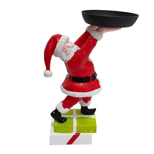 Christmas Snowman Treats Holder Santa Holding Tray Fruit Bowl Rack Resin Home Party Food Snack Storage Rack