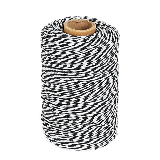 Feet Black and White Twine,Gift Twine String, Cotton Baker's Twine Cotton Cord Crafts Gift Twine String for Crafts, Wrapping, Party
