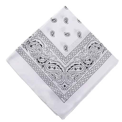 22 inch Cotton Paisley Bandana Multi Colored Set Cowboy Bandana Head Scarf Double-sided for Men & Women White