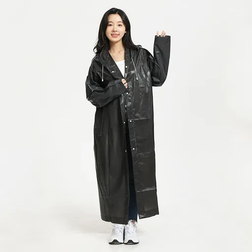 2 pcs Portable EVA Rain Coats Reusable Rain Poncho with Hood and Elastic Cuff Sleeves Plastic Rain Gear for Adults