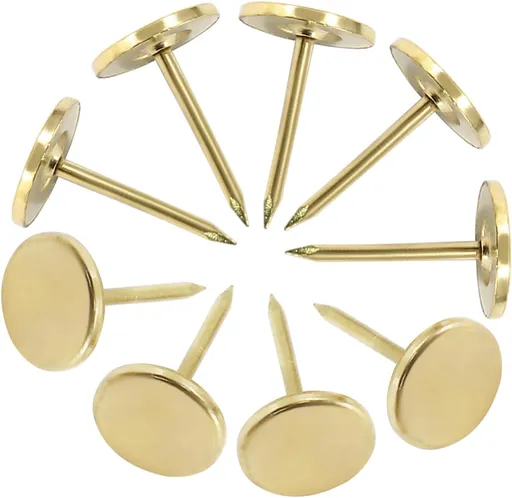100 PCS 11mm x 17mm Gold Flat Head Thumb Tacks, Upholstery Tacks Pushpin for Furniture Decor