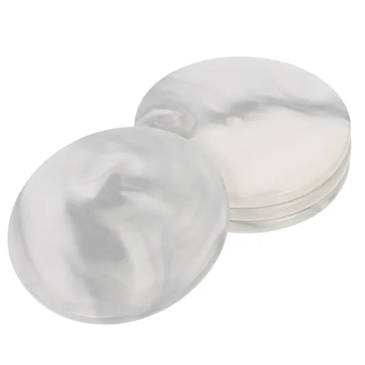 4Pcs Grey Ceramic Coasters for Drinks Marble Pattern Round Coasters Easy to Clean