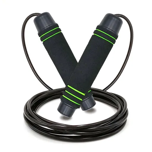 Adjustable Speed Jump Rope with Soft Memory Foam Handles, Tangle-Free Skipping Rope for Fitness, Cardio Workout & Exercise - Green
