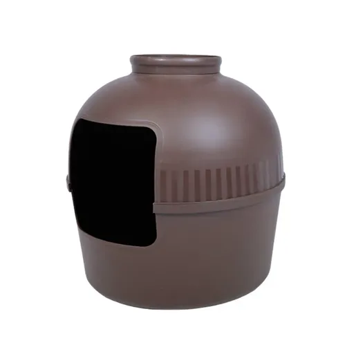 Plastic Pet Kennel Small Dog Cat Litter Box Teddy Villa Easy Clean Hair Guard - Brown