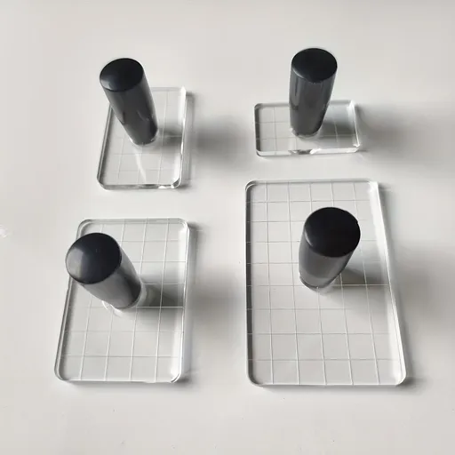 4Pcs Clear Acrylic Stamps with Handle, Rectangle Transparent Seal Stamps, DIY Handmade Craft Supplies