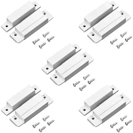 MC-31 Wired Surface-Mounted NC Magnetic Door Window Contact Sensor Alarm Reed Switch, White, Pack of 5 with 20 Screws