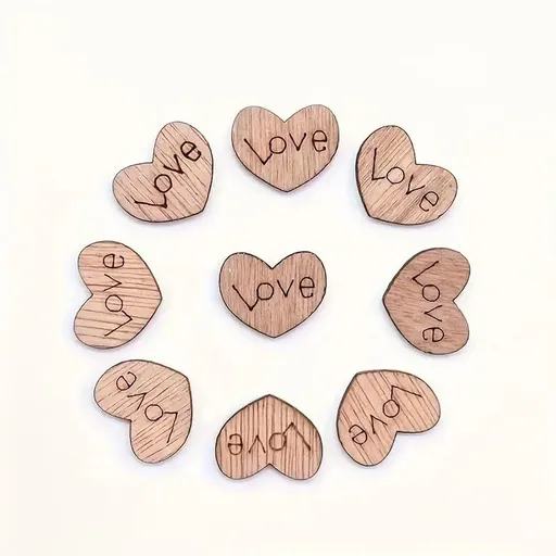 100pcs Wooden Love Confetti Decoration - Rustic Heart, Mini Wooden Love | Weddings, Bridal Showers, Baby Showers, Anniversary