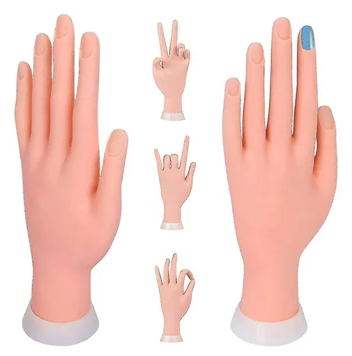2 Pack Practice Hand, Nail Trainning Practice Hand, Fake Hand for Nails Practice, Flexible Movable Fake Hand Manicure Practice Too
