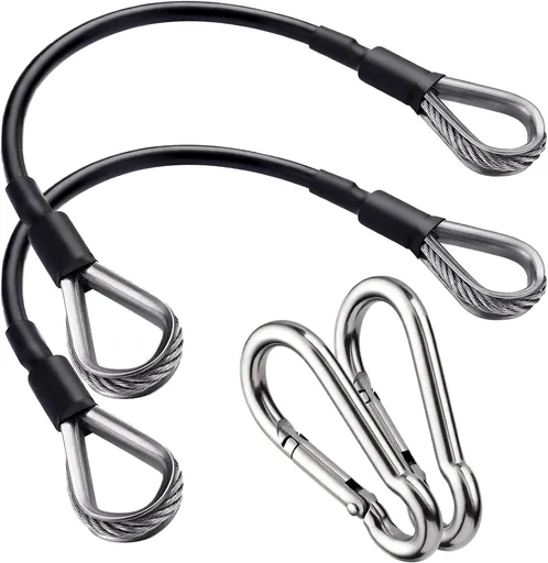 2PCS Gym Cable Extension,Replacement Machine Accessories,Cable Pulley Attachments for -Thick 5mm(0.2inch) Heavy Duty Steel Wire Rope Home Cable, Leg Extensions 10 inch (2PCS)