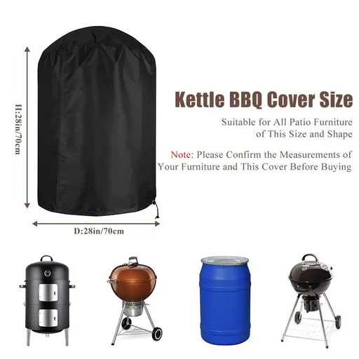 Heavy Duty Waterproof Charcoal Kettle Grill Cover 28" D Barrel Cover with Drawstring Oxford cloth barbecue cover