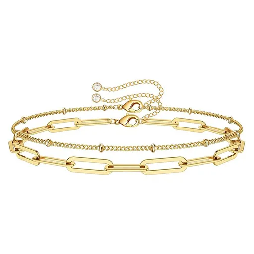 2 PCS Dainty Gold Bracelets for Women, Adjustable Layered Bracelet Cute Evil Eye Oval Chain Pearl Bar Turtle Gold Bracelets