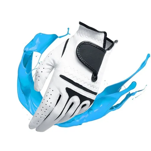 White Golf Gloves Mens Breathable Mesh Inserts Moisture Wicking