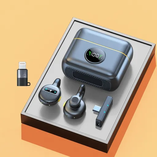 Wireless Lavalier Microphone Mini Clip On Mic with Charging Case, Battery, Noise Canceling Lapel Microphone for Video Recording Vlogging