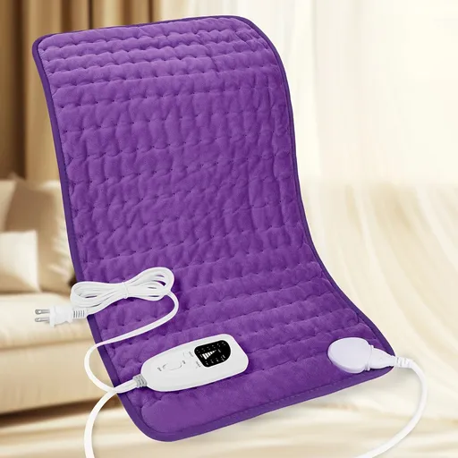 purple This large heating pad (24" x 12") features 6 temperature levels and 4 timer settings, with rapid heating and auto-off functions. It is portable, machine-washable, and suitable for the neck, back, legs, abdomen, and knees—an ideal gift for hol