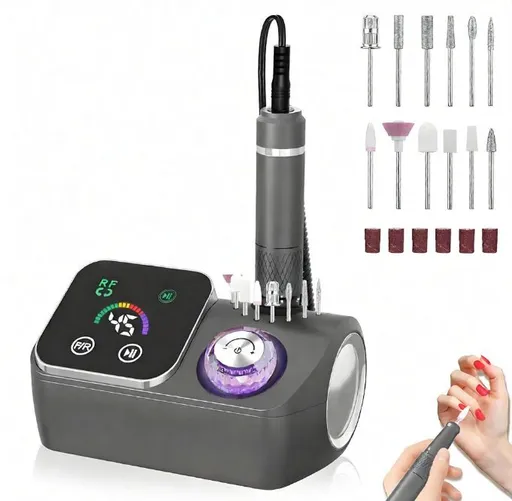45000RPM Professional Corded Nail Drill E-File Kit for Salon Home LED Display; Low Noise; Ideal for Shaping, Removing & Polishing Acrylic & Gel; For Manicure Pedicure Nail Prep - Black - Size 5.5*3.54in