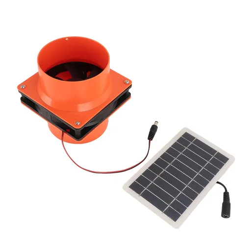 Solar Powered Exhaust Fan 10W 5V ABS Monocrystalline Silicon Solar Panel Ventilation Fan Kit for Round Pipe Pet House Chicken Coop